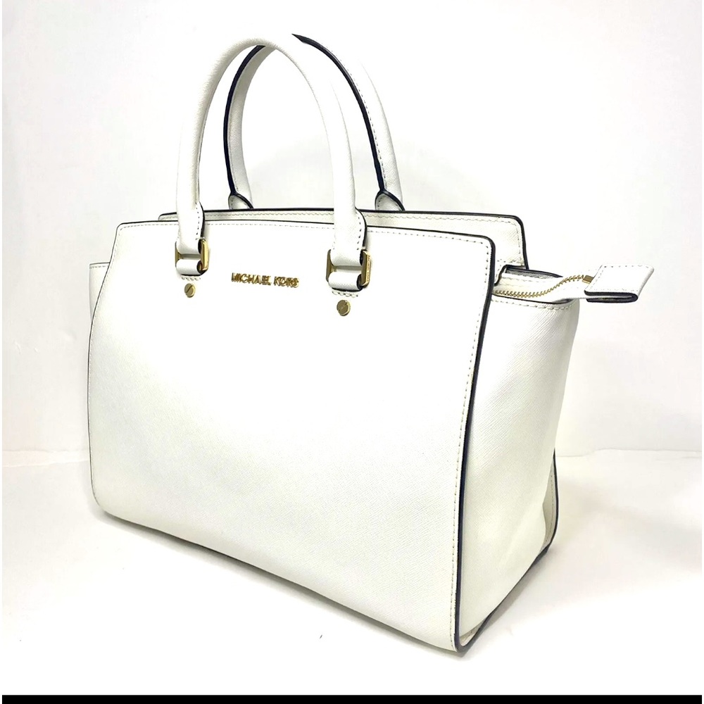 Michael Kors white/gold Salma Large Bag
